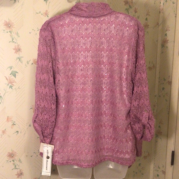 Alfred Dunner White and Purple Lace 2-in-1 Top - Picture 3 of 6